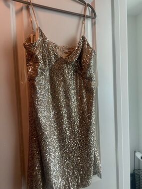 Gold Sequin Slip Dress